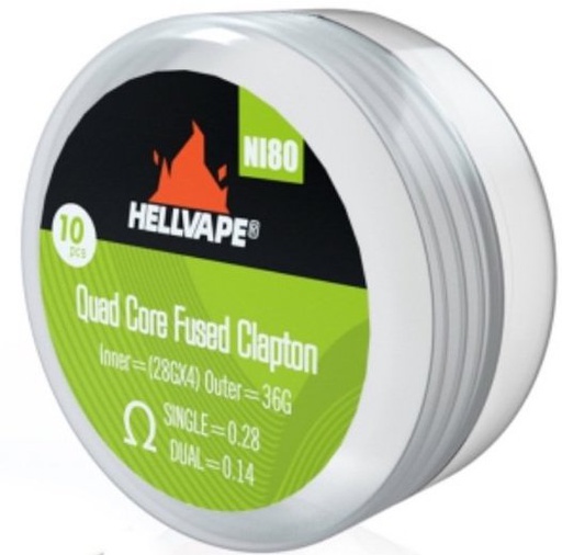 Coils HELLVAPE-Ni80 Quad Core Fused Clapton 0,28Ω/Paire